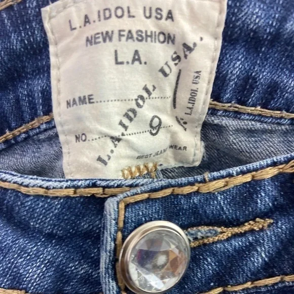 LA Idol USA New Fashion Size 9 Denim Blue Jeans - Picture 7 of 14